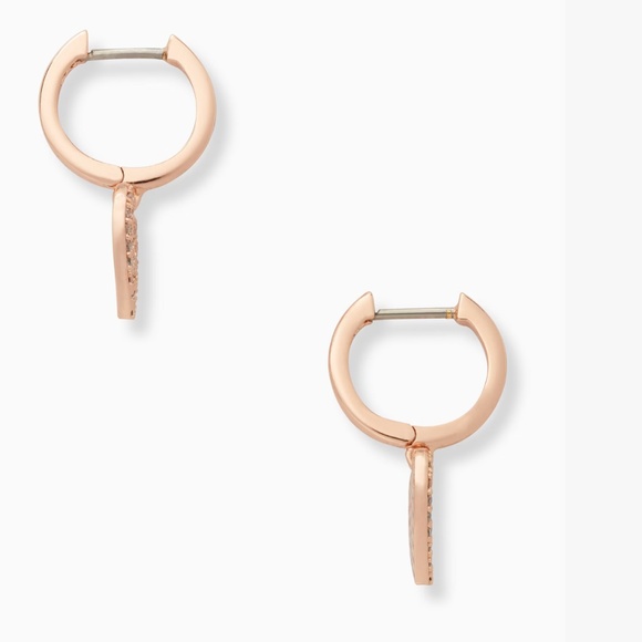 NEW Kate Spade New York Yours Truly Pave Heart Drop Earrings Rose gold + Dustbag - Picture 3 of 5